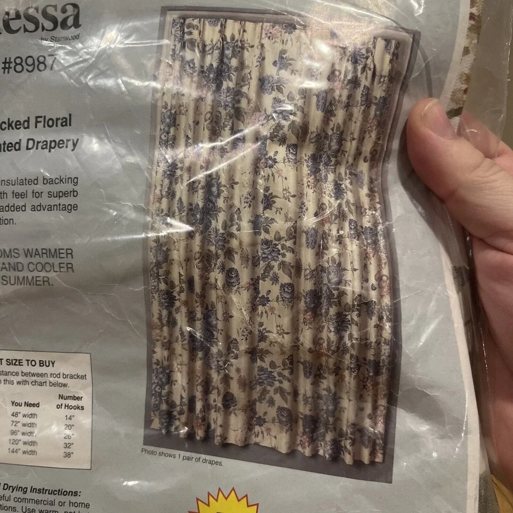 Vtg Stanwood Drapes‎ Floral Vanessa Pinch Pleated 48x45